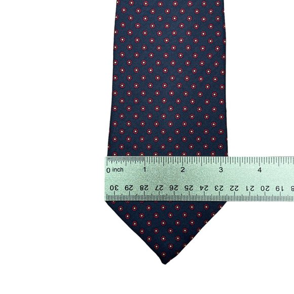 The Tombridge Group Men's Blue Red Geometric Classic Silk Necktie - Picture 6 of 7